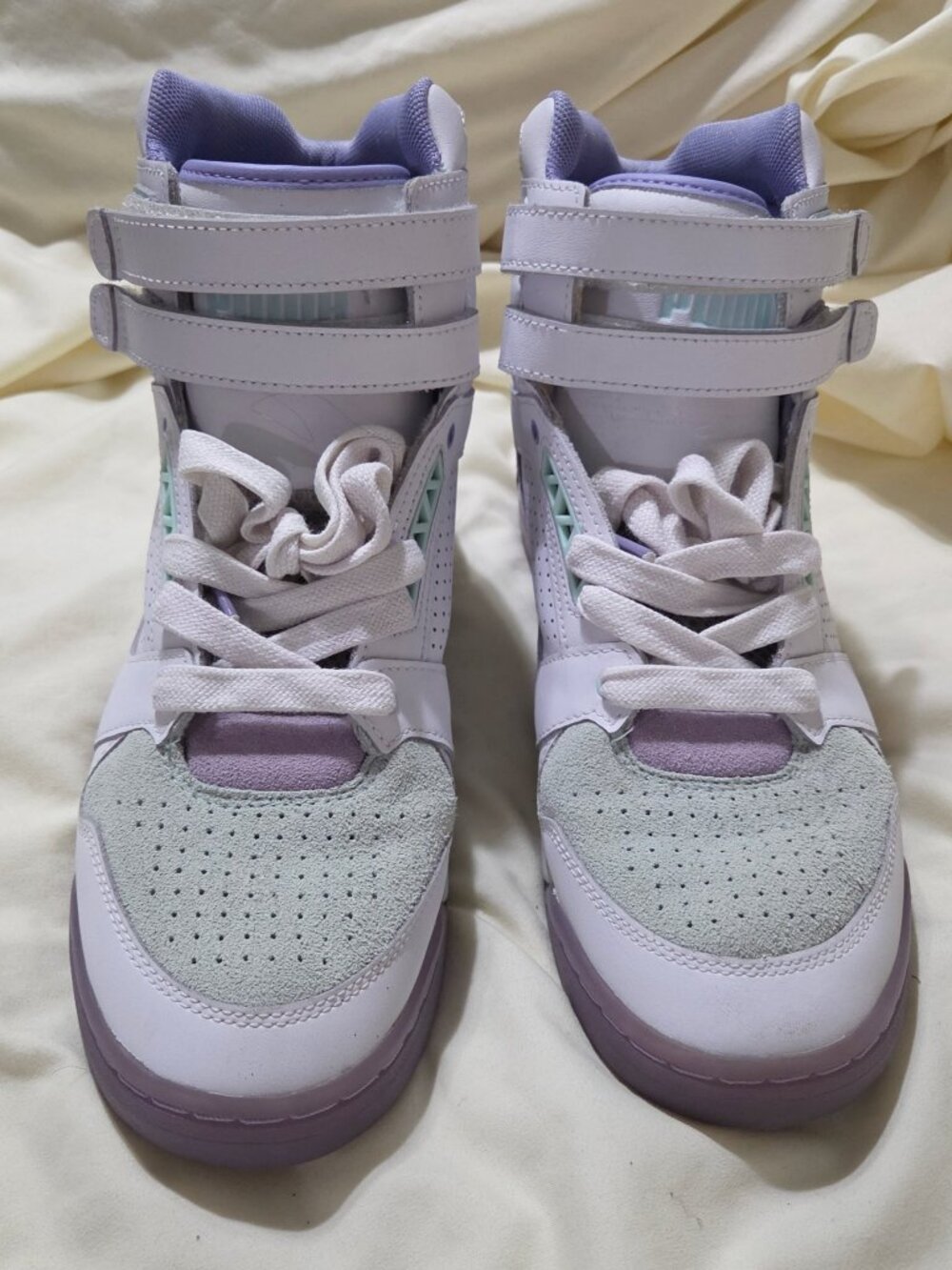 Puma High Top Sneakers Women 8.5 Purple White Gray Discontinued Style